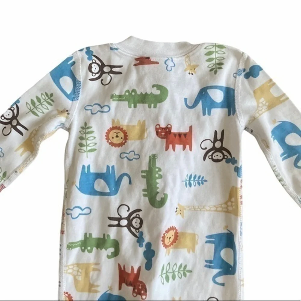 Hanna Andersson Zoo Animals Printed Organic Cotton‎ Zip Up Baby Pajamas